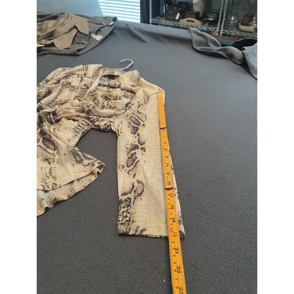 A.Z.I. Snake‎ Print Glitter Drape Blouse L Stretch Metallic Party Top - Picture 9 of 9